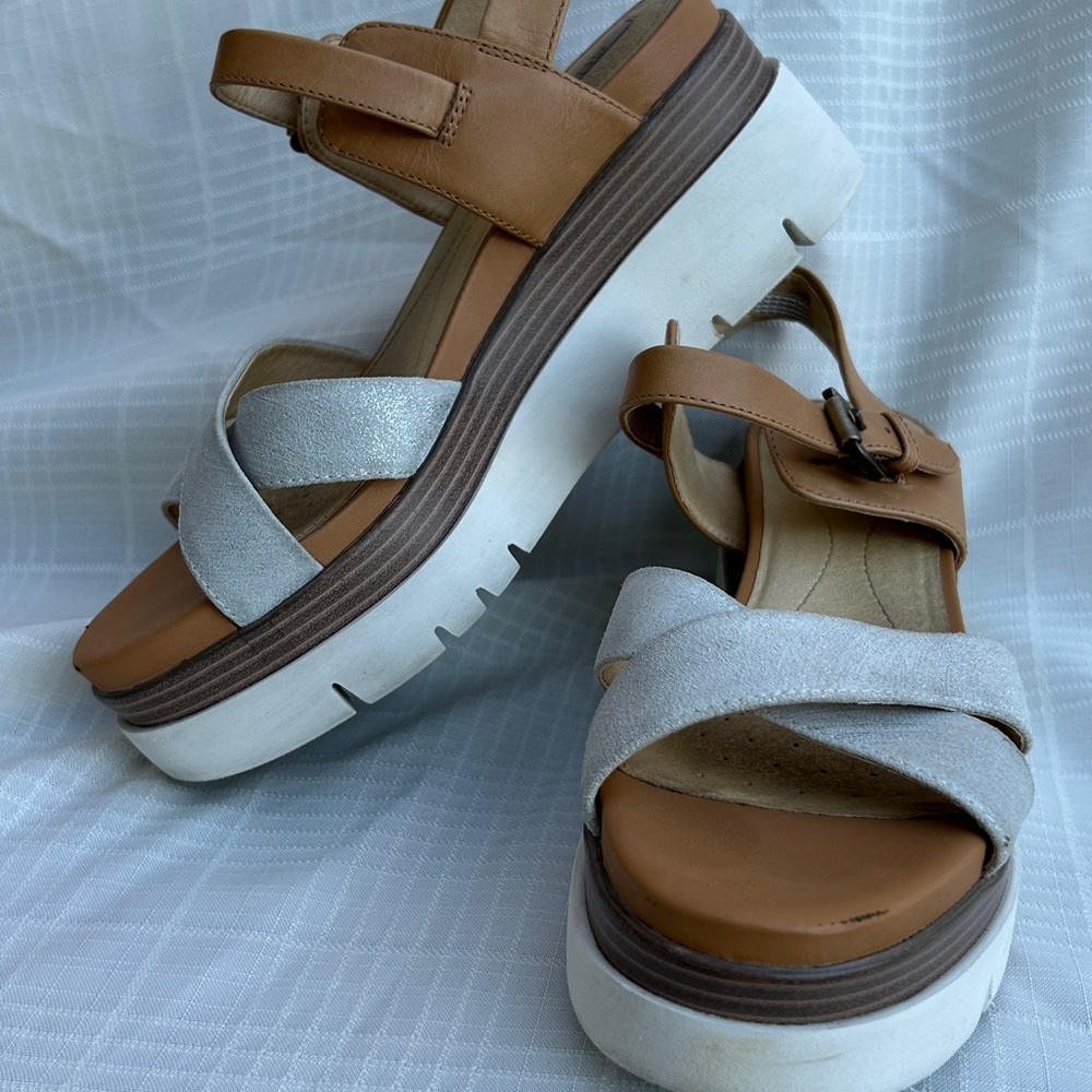 Geox Stylish Tan and White Women's Sandals sz8 - Picture 4 of 13